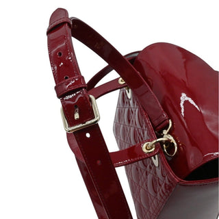 Cherry Red Medium Lady Dior Cannage Patent Leather Bag