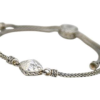 Classic Chain Hammered Sterling Silver Adjustable Bracelet