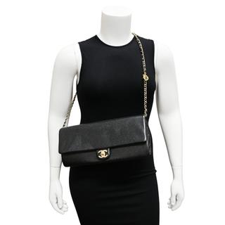 CC Black Caviar Leather Maxi Clutch Bag