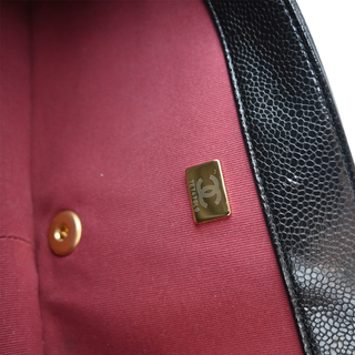 CC Black Caviar Leather Maxi Clutch Bag