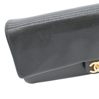 CC Black Caviar Leather Maxi Clutch Bag