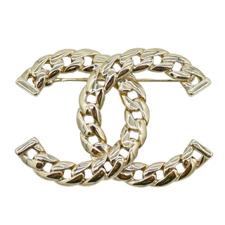 Chain-Link Interlocking CC Logo Brooch