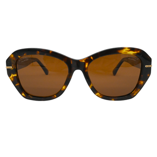 Polarized Tortoiseshell Chain CC Sunglasses