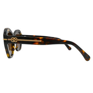 Polarized Tortoiseshell Chain CC Sunglasses