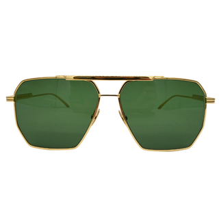 Gold Metal Green Lens Sunglasses