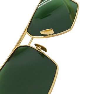Gold Metal Green Lens Sunglasses