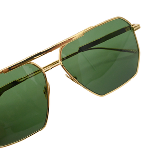 Gold Metal Green Lens Sunglasses