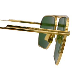 Gold Metal Green Lens Sunglasses