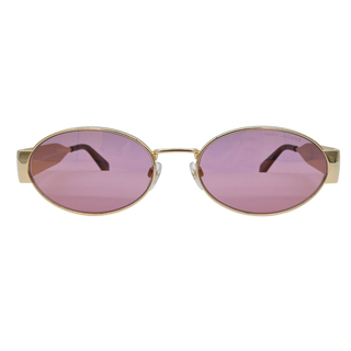 Oval Gold & Pink Metal Sunglasses