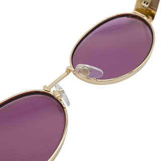 Oval Gold & Pink Metal Sunglasses