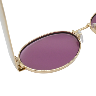Oval Gold & Pink Metal Sunglasses