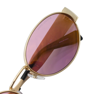 Oval Gold & Pink Metal Sunglasses