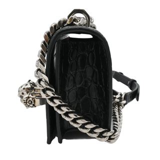 Jewelled Croc-Embossed Leather Satchel Bag