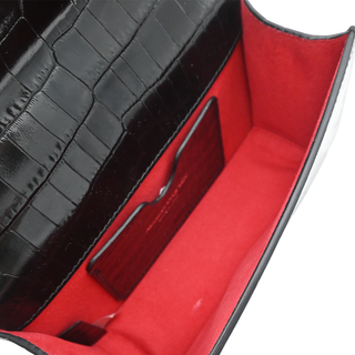 Jewelled Croc-Embossed Leather Satchel Bag
