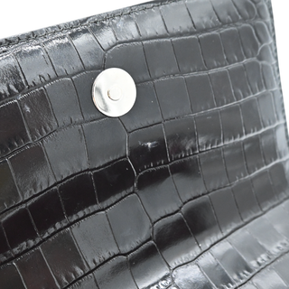Jewelled Croc-Embossed Leather Satchel Bag