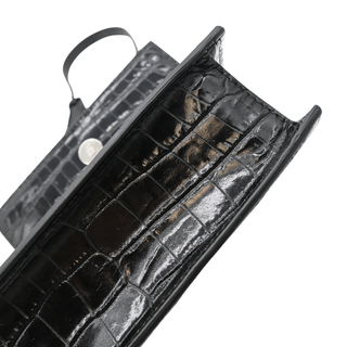 Jewelled Croc-Embossed Leather Satchel Bag