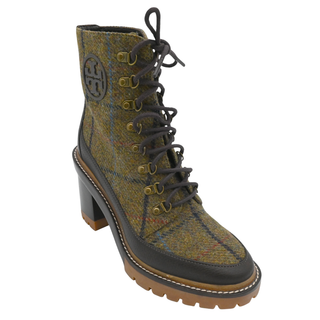 Miller Plaid Wool Lug-Sole Heeled Booties