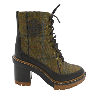 Miller Plaid Wool Lug-Sole Heeled Booties