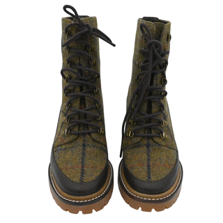Miller Plaid Wool Lug-Sole Heeled Booties