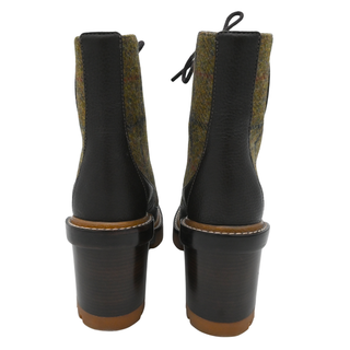 Miller Plaid Wool Lug-Sole Heeled Booties