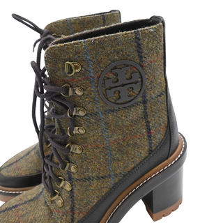 Miller Plaid Wool Lug-Sole Heeled Booties