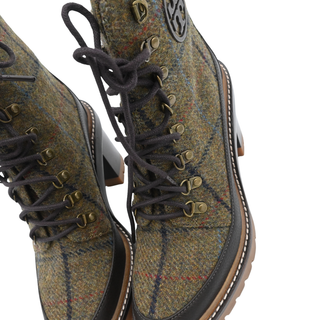Miller Plaid Wool Lug-Sole Heeled Booties