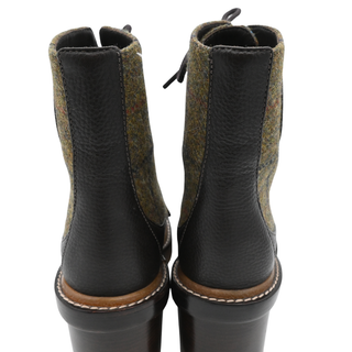 Miller Plaid Wool Lug-Sole Heeled Booties