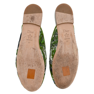 Green Toile de Jouy Tropical Embroidered Mules
