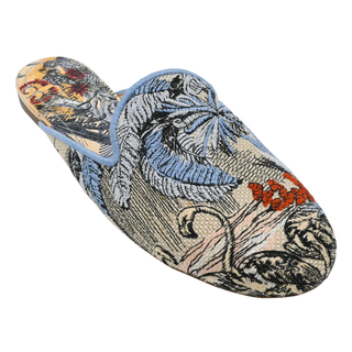 CHRISTIAN DIOR | Blue Toile de Jouy Tropical Embroidered Mules
