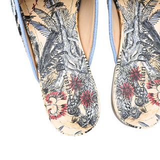 Blue Toile de Jouy Tropical Embroidered Mules