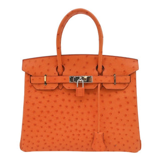 2007 Orange Birkin 30 Ostrich Leather Bag