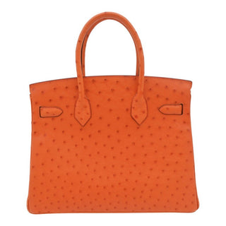 2007 Orange Birkin 30 Ostrich Leather Bag