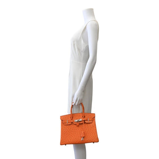 2007 Orange Birkin 30 Ostrich Leather Bag