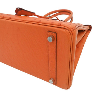 2007 Orange Birkin 30 Ostrich Leather Bag