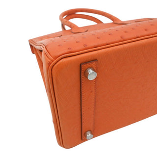 2007 Orange Birkin 30 Ostrich Leather Bag