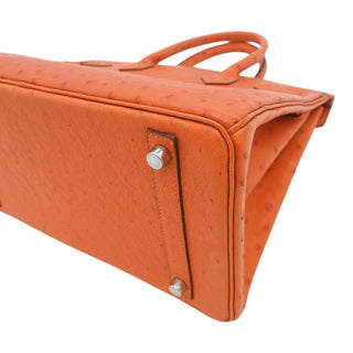 2007 Orange Birkin 30 Ostrich Leather Bag