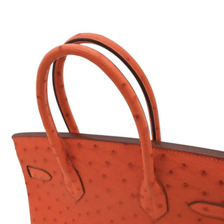 2007 Orange Birkin 30 Ostrich Leather Bag