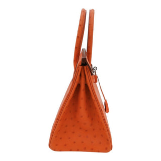 2007 Orange Birkin 30 Ostrich Leather Bag