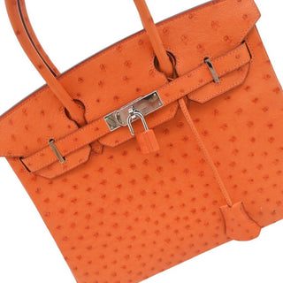 2007 Orange Birkin 30 Ostrich Leather Bag
