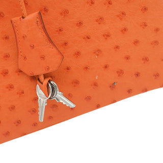 2007 Orange Birkin 30 Ostrich Leather Bag