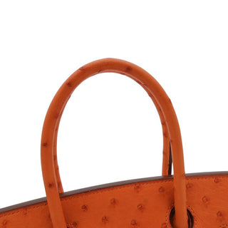 2007 Orange Birkin 30 Ostrich Leather Bag