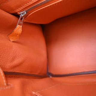 2007 Orange Birkin 30 Ostrich Leather Bag
