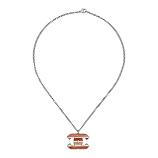 CHANEL | Striped CC Enamel Pendant Necklace