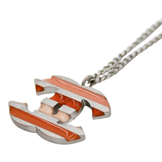 CHANEL | Striped CC Enamel Pendant Necklace