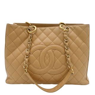 Quilted Caviar Leather Grand Shopping Tote Bag