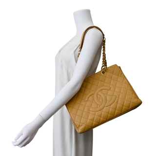 Quilted Caviar Leather Grand Shopping Tote Bag