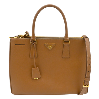 Caramel Brown Saffiano Galleria Double Zip Tote