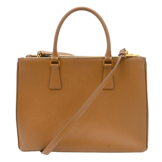 Caramel Brown Saffiano Galleria Double Zip Tote