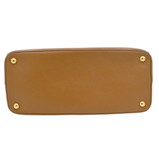 Caramel Brown Saffiano Galleria Double Zip Tote