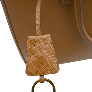 Caramel Brown Saffiano Galleria Double Zip Tote